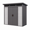 Abri de jardin 180 x 120 x 200 cm en résine gris anthracite à double porte ventilée