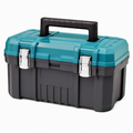 Boîte à outils 48 cm en plastique turquoise noir avec fermetures métalliques portable
