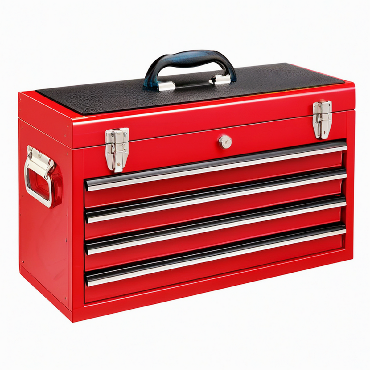 Coffre à outils 60 x 28 x 38 cm en métal rouge à 5 tiroirs avec poignée