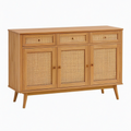 Buffet 120 x 40 x 90 cm en bois marron avec cannage style rétro rangement