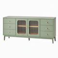 Buffet 160 x 40 x 85 cm en bois d'ingénierie vert avec portes vitrées style rétro