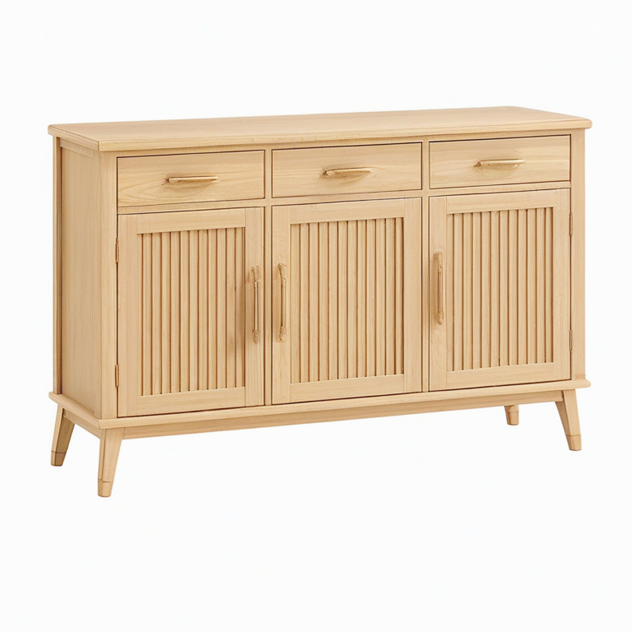 Buffet 150 x 40 x 90 cm en bois naturel et métal doré style contemporain