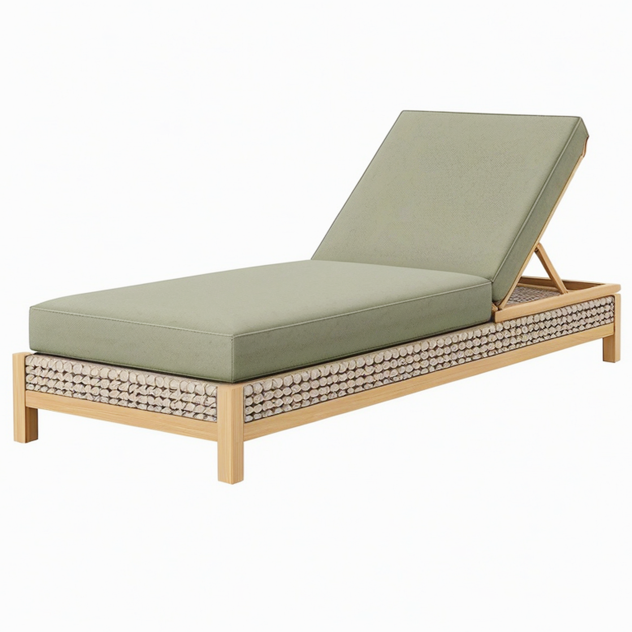 Bain de soleil 200 x 70 cm en bois vert avec dossier réglable pour extérieur