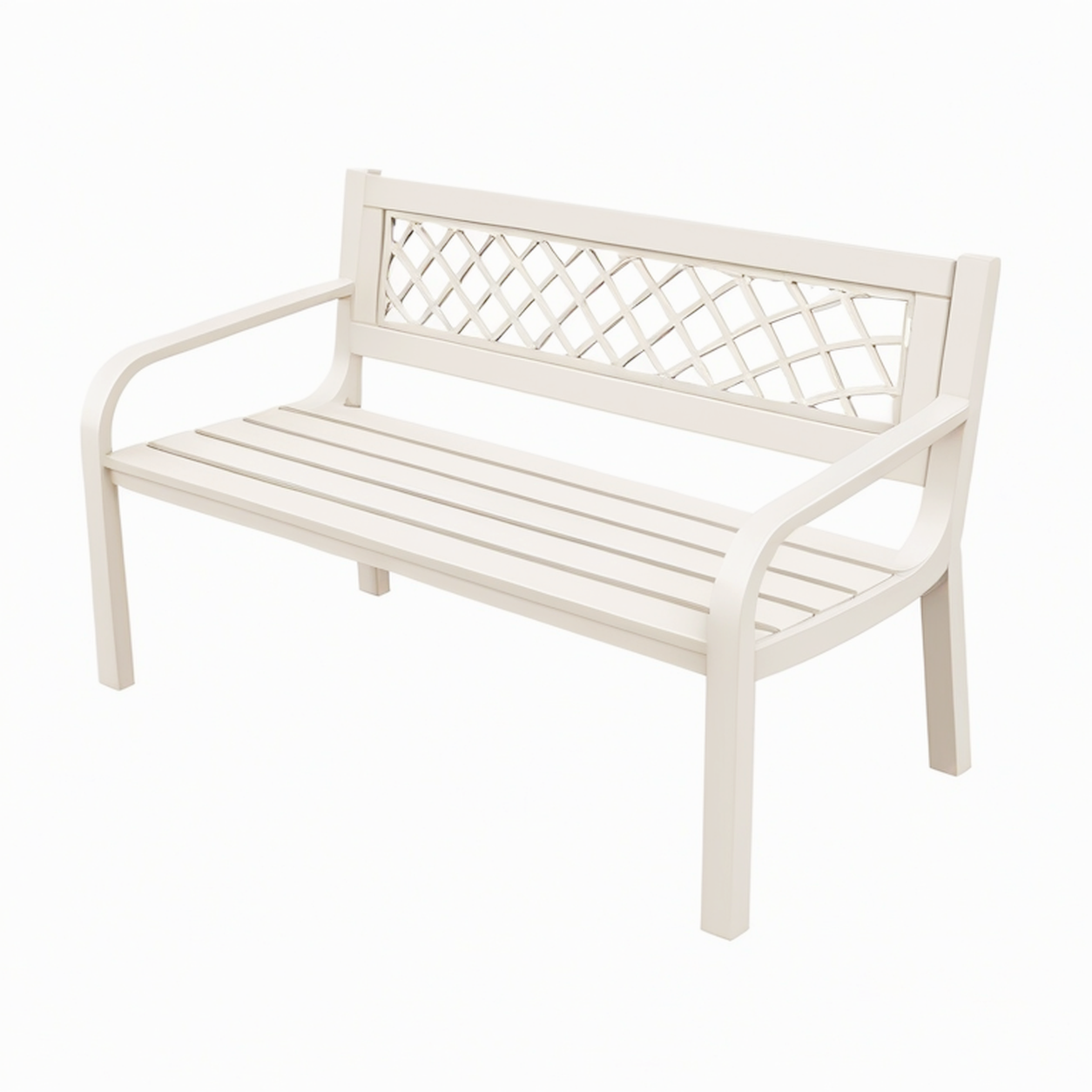 Banc de jardin 120 cm en plastique blanc à dossier treillis