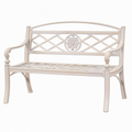 Banc de jardin 120 x 60 x 95 cm en métal beige style classique décoratif